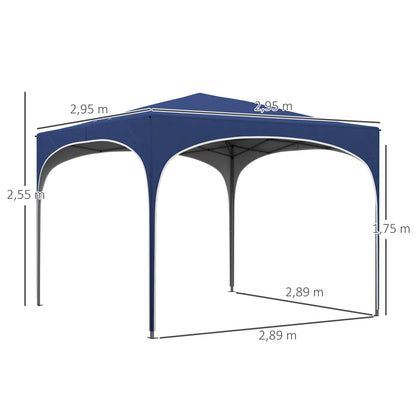 Outsunny Carpa Plegable 3x3 M Altura Ajustable Con Bolsa De Transporte Azul_2