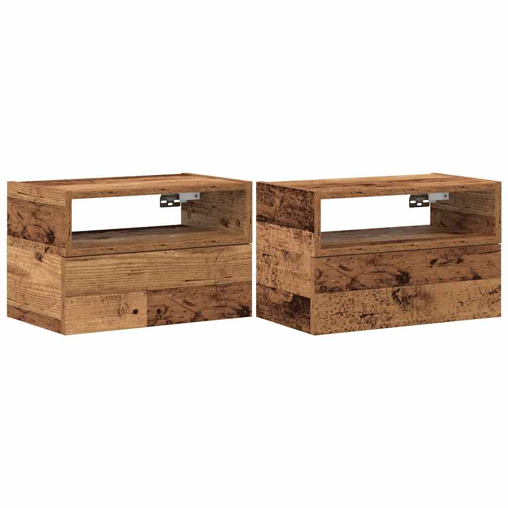 Mesitas De Noche De Pared 2 Unidades Madera Vieja 45x26x28,5 Cm_0
