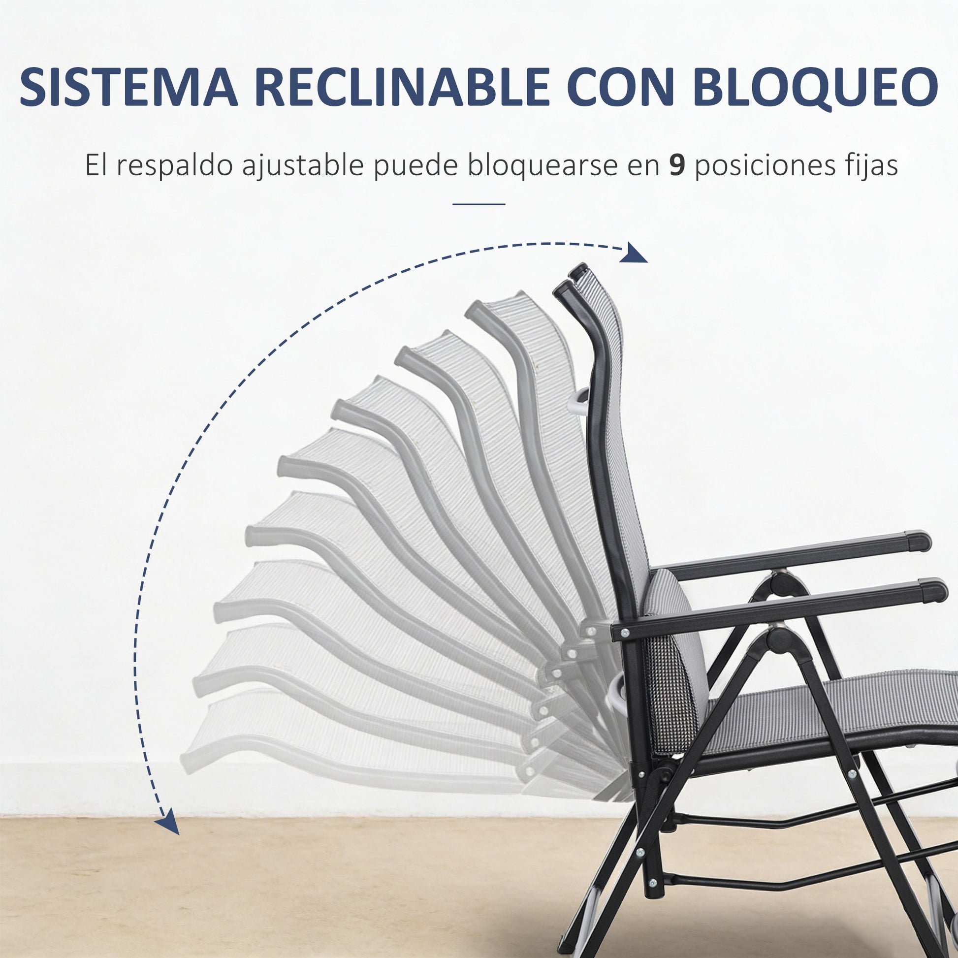 Outsunny Silla Reclinable Plegable De Jardín Con Respaldo Ajustable En 9 Posiciones_4
