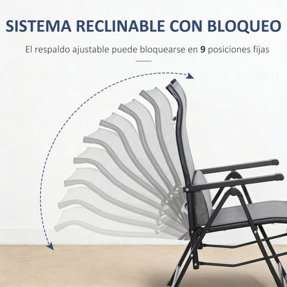Outsunny Silla Reclinable Plegable De Jardín Con Respaldo Ajustable En 9 Posiciones_4