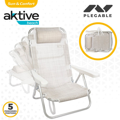 Aktive Silla Plegable Multiposición Beige C/cojín_2