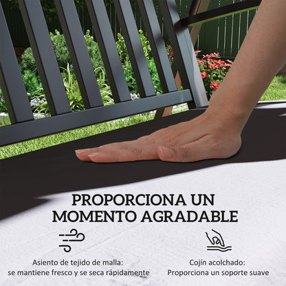 Outsunny Columpio De Jardín De 3 Plazas Con Toldo Ajustable Y Cojín Gris_4