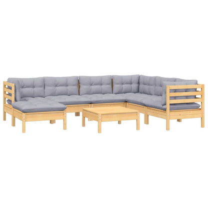 Vidaxl Juego De Muebles De Jardín 8 Pzas Y Cojines Madera Maciza Pino_0