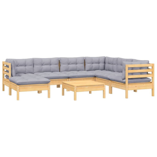 Vidaxl Juego De Muebles De Jardín 8 Pzas Y Cojines Madera Maciza Pino_0