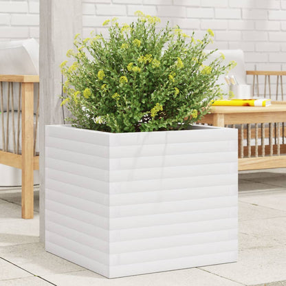 Jardinera De Madera Maciza De Pino Blanca 50x50x46 Cm_1