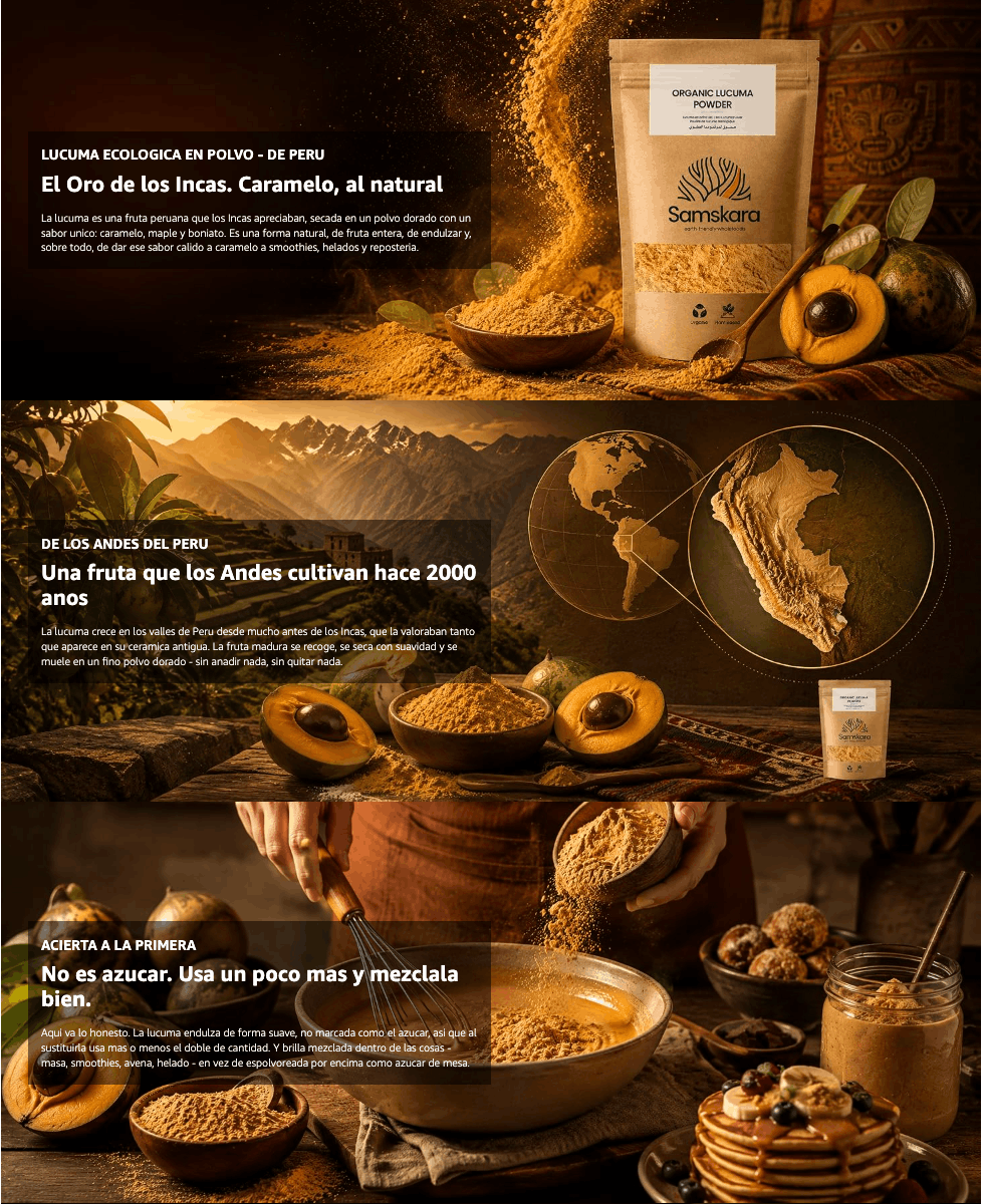 Lúcuma En Polvo Bio - 500g | Superalimento Ecológico Vegano Para Batidos, Smoothies Y Zumos, Sin Azúcares Añadidos_3