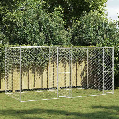 Jaula Para Perro Plateado 400 X 200 X 200 Cm Acero Galvanizado_1