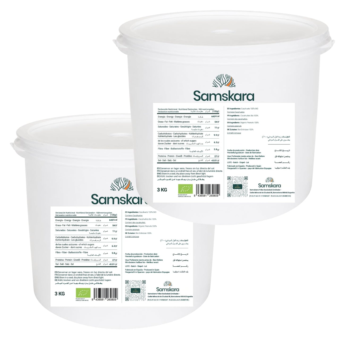 Crema De Cacahuete Ecológica Bio Smooth - 2 X 3kg (6kg) | 100% Cacahuete Tostado, Sin Azúcares Ni Aceite De Palma_0