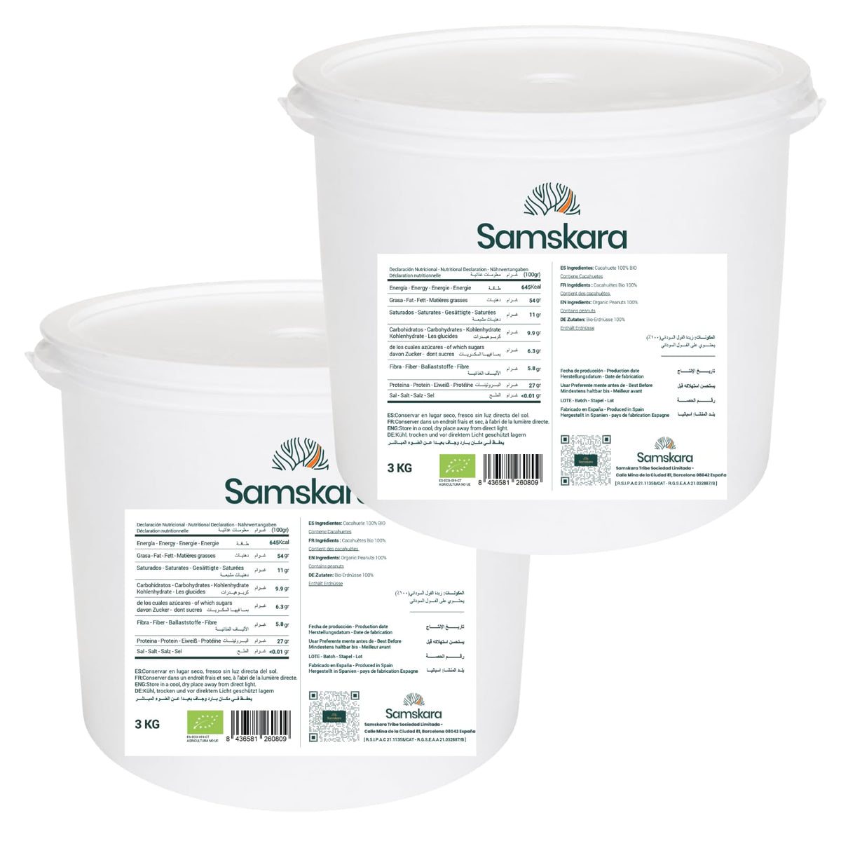 Crema De Cacahuete Ecológica Bio Smooth - 2 X 3kg (6kg) | 100% Cacahuete Tostado, Sin Azúcares Ni Aceite De Palma_0