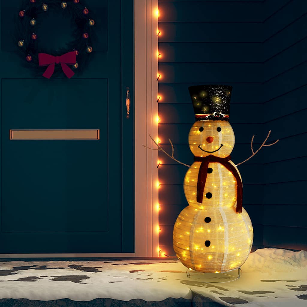 Vidaxl Muñeco De Nieve De Navidad Con Luces Led Tela Lujosa 120 Cm_1