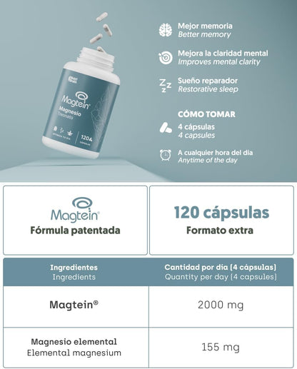 Magnesio L-treonato 2000mg Magtein Cerebro Nutribrain 120 Cápsulas_5