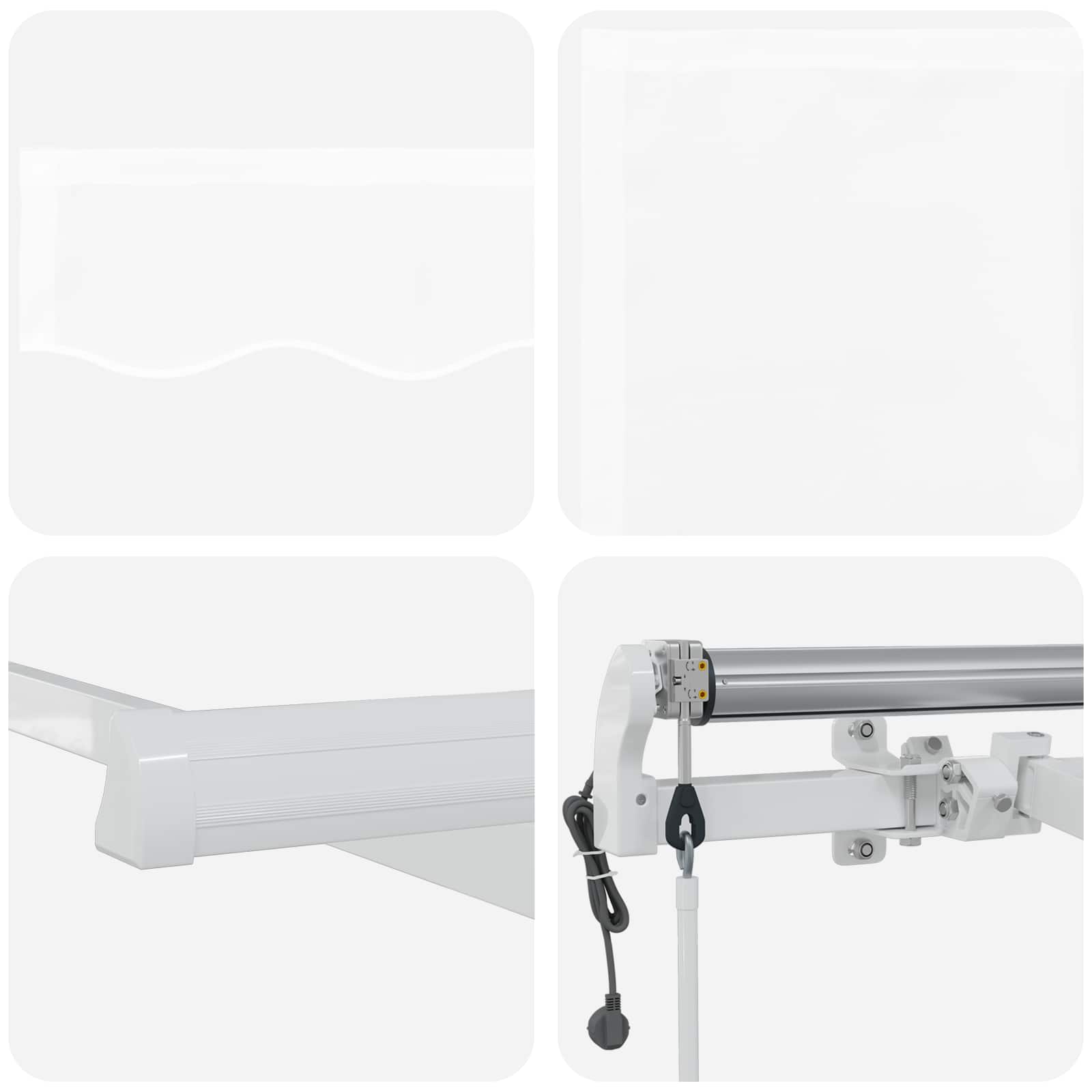 Toldo Retráctil Blanco 400 X 300 Cm Tela Y Aluminio_3