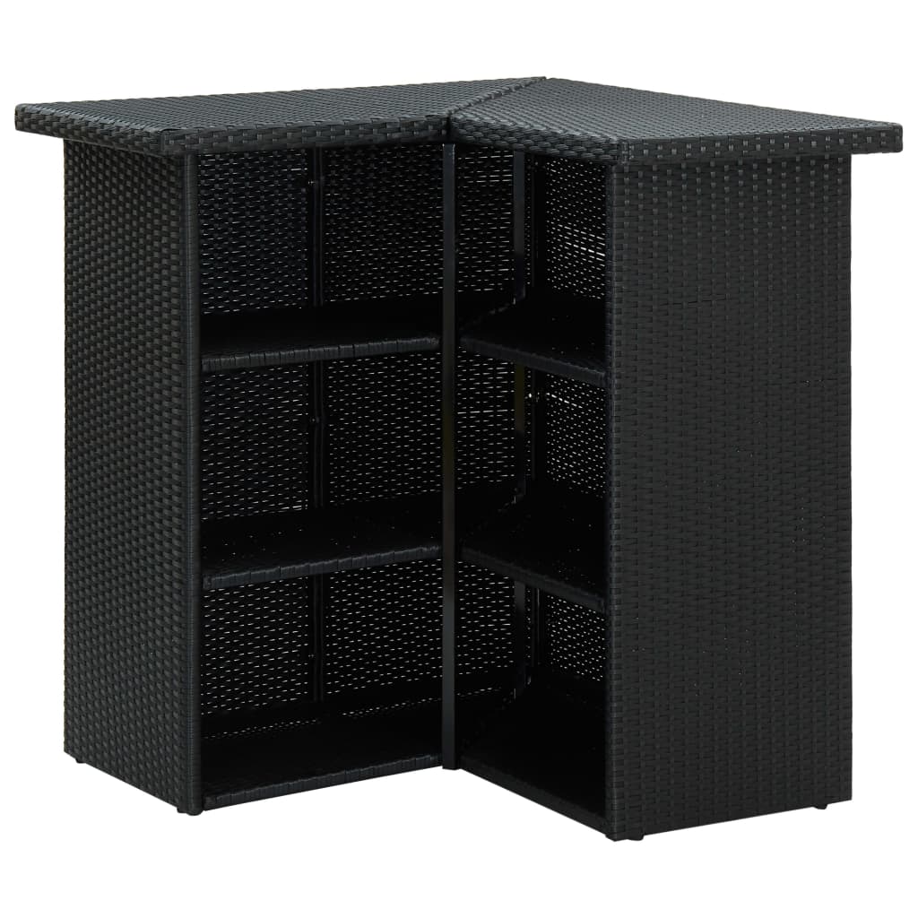 Mesa De Bar De Esquina Negro Ratán Sintético 100x50x105 Cm_2