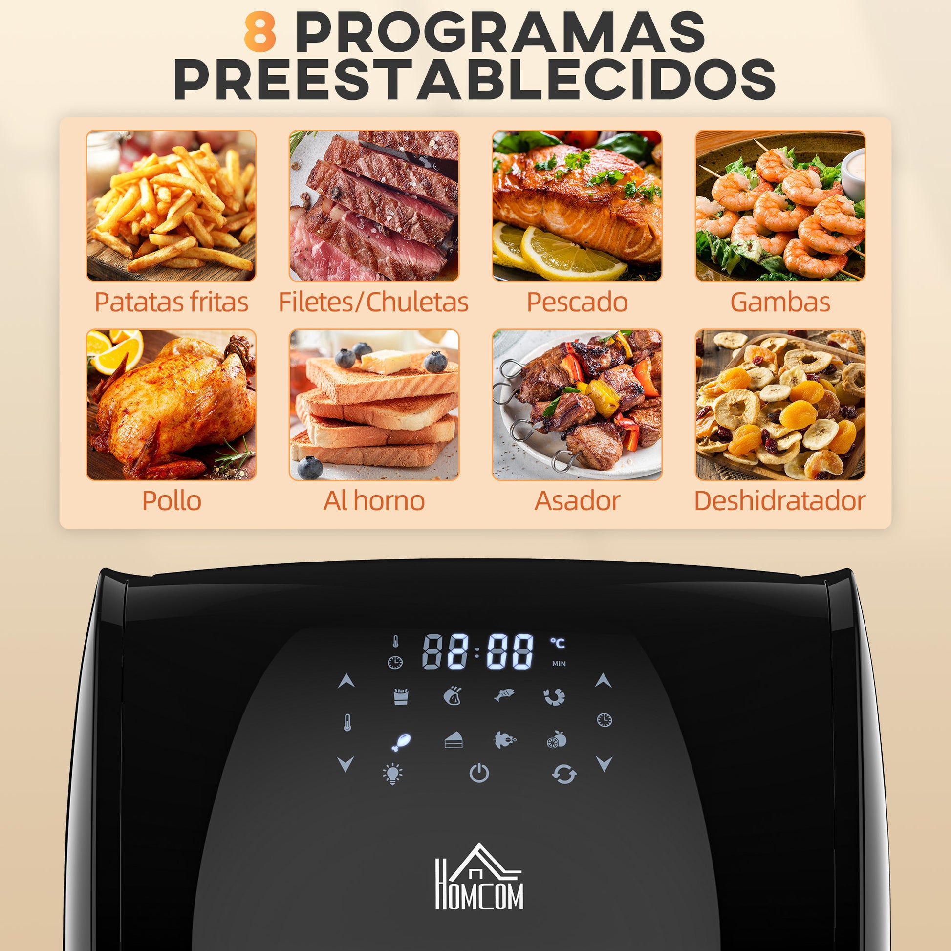 Homcom Freidora De Aire 3 En 1 12l 1800w Con 8 Programas 35x33,5x40 Cm Negro_3