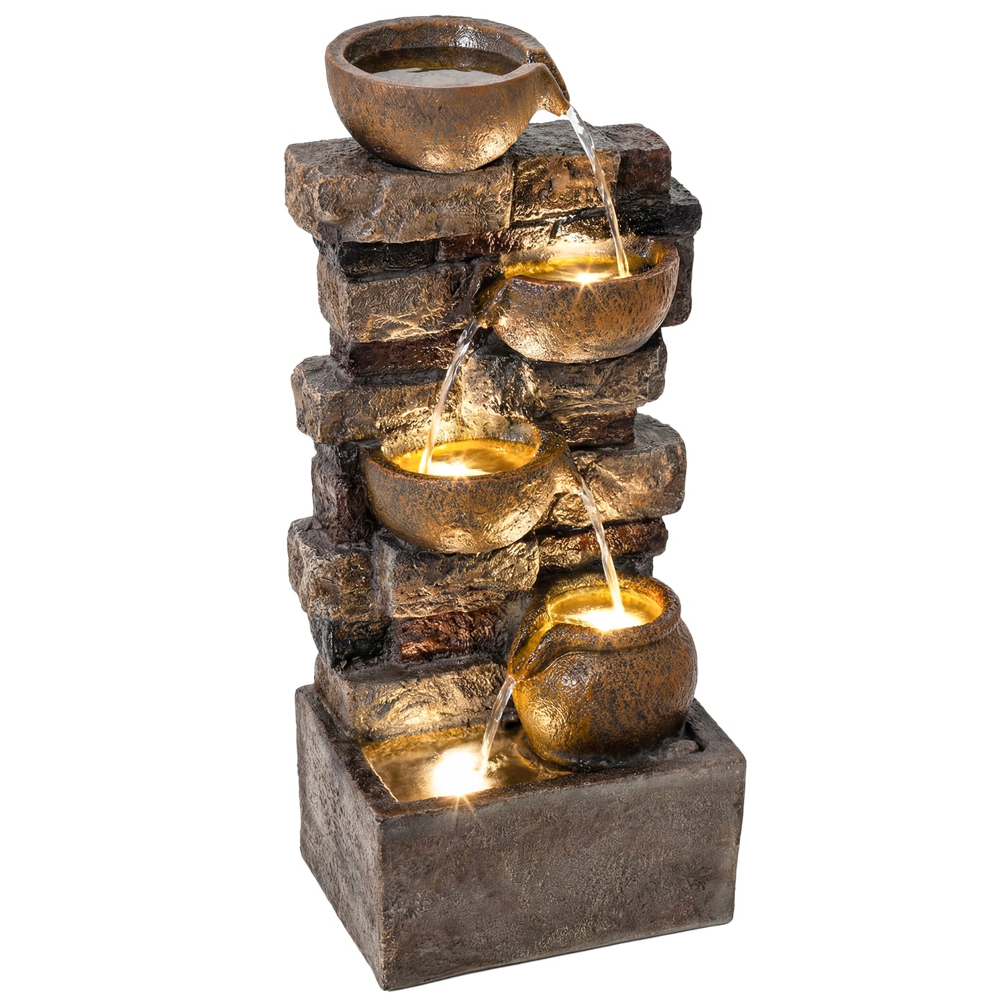 Outsunny Fuente De Agua Decorativa Con Iluminación Led Y Bomba_0