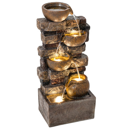 Outsunny Fuente De Agua Decorativa Con Iluminación Led Y Bomba_0
