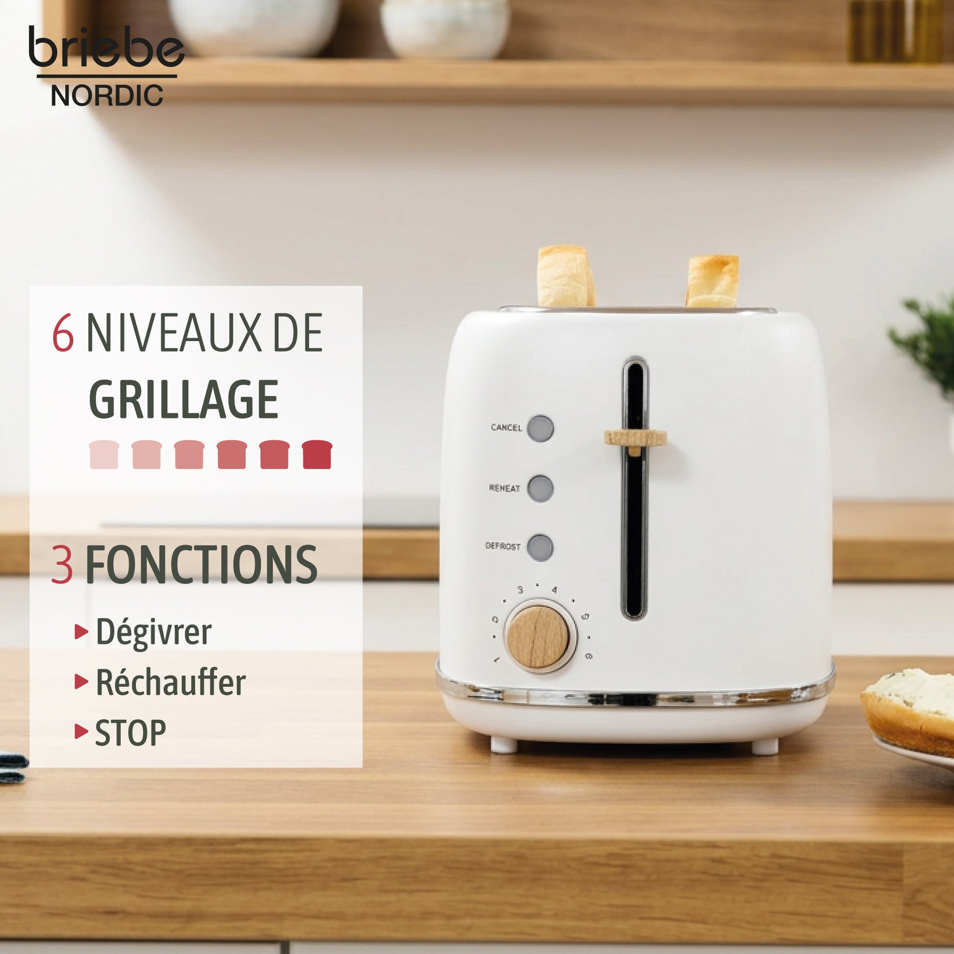 Briebe Nordic Set Cafetera Espresso 20 Bares, Tostadora Pan 2 Rebanadas, Hervidor Eléctrico Agua 1,7l,skt1209wht,blanco_4