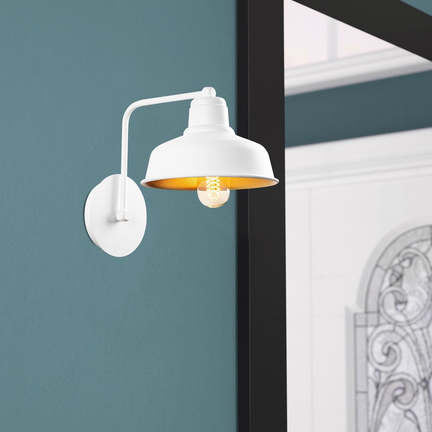 Aplique De Pared, Metal , Blanco, 19x27x24, Casquillo E 27 Max 40 W_5
