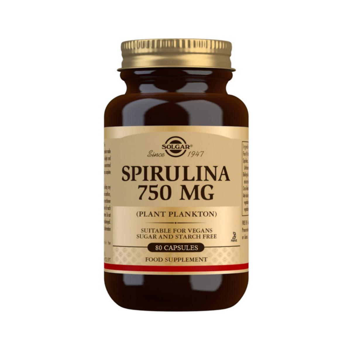 Espirulina 750 mg (Plancton), 80 cápsulas vegetales