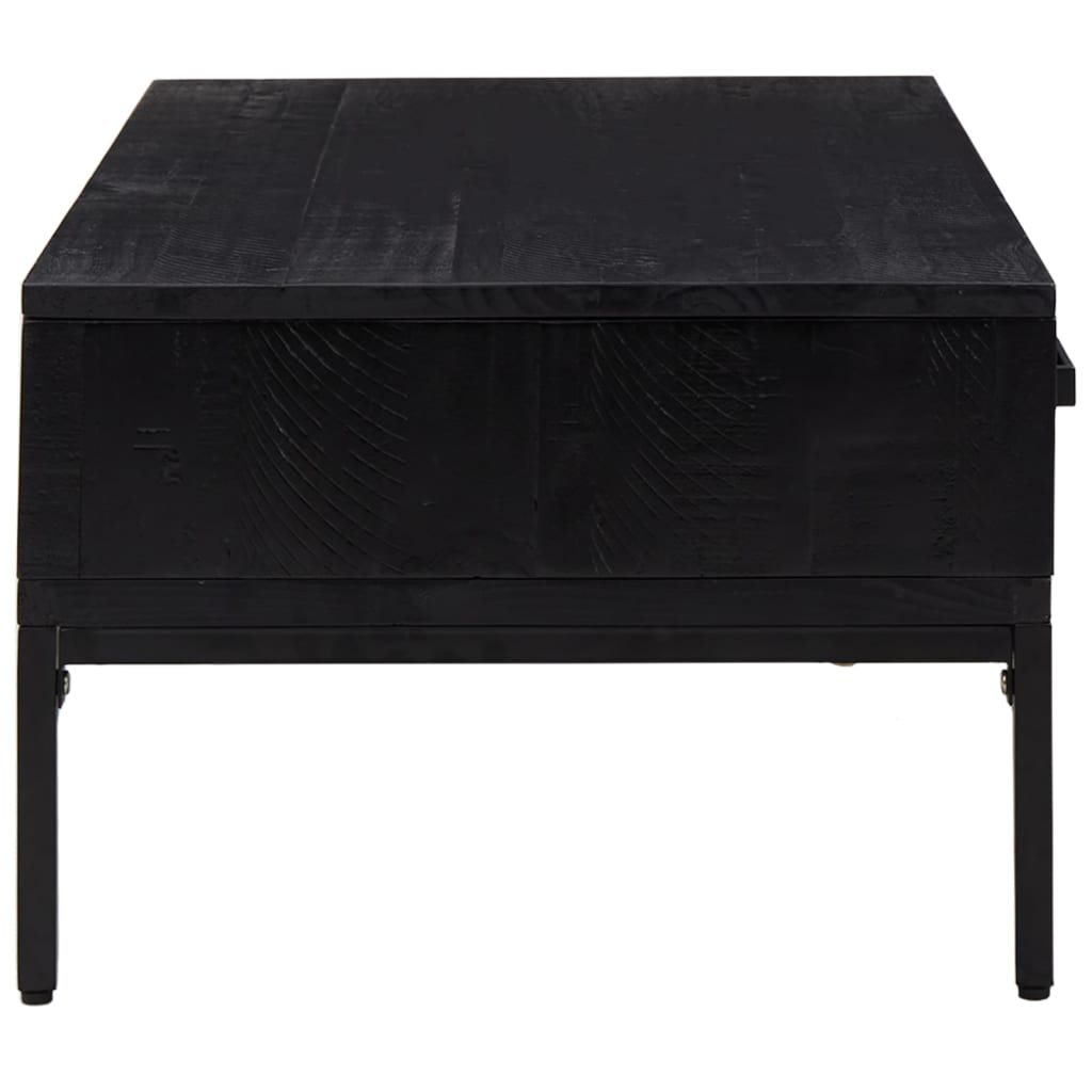 Mesa De Centro Madera Maciza De Pino Negro 90x50x35 Cm_3