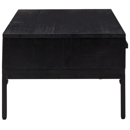 Mesa De Centro Madera Maciza De Pino Negro 90x50x35 Cm_3