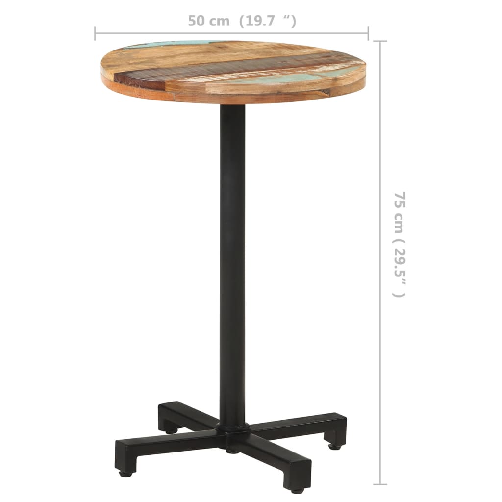 Mesa De Bistró Redonda Madera Maciza Reciclada Ø50x75 Cm_4