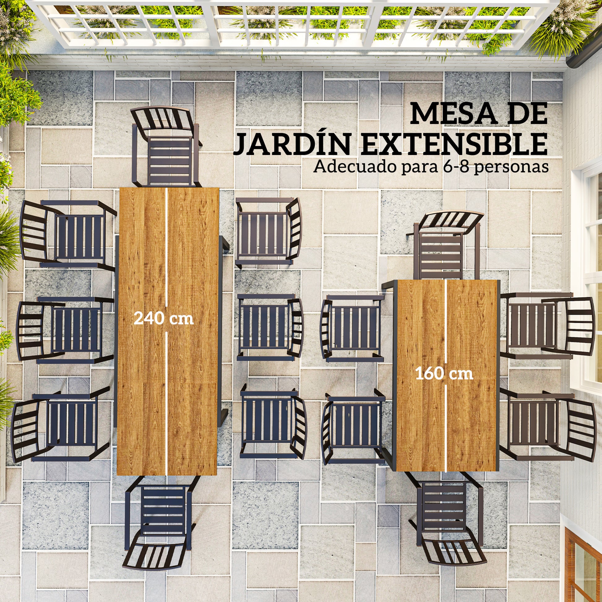 Outsunny Mesa De Jardín Extensible_3