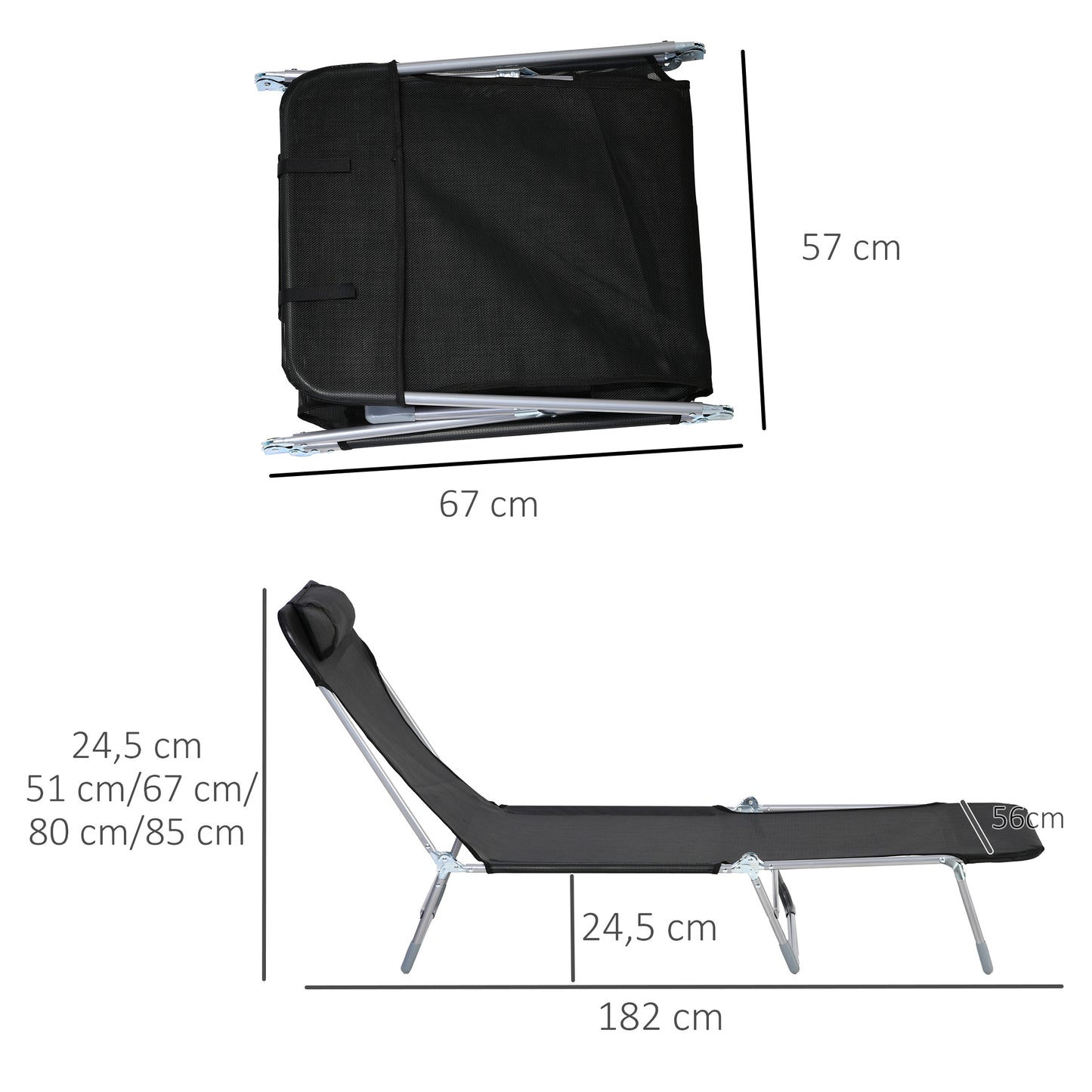 Outsunny Tumbona Plegable Y Reclinable Con Reposacabezas Y Respaldo Ajustable_2