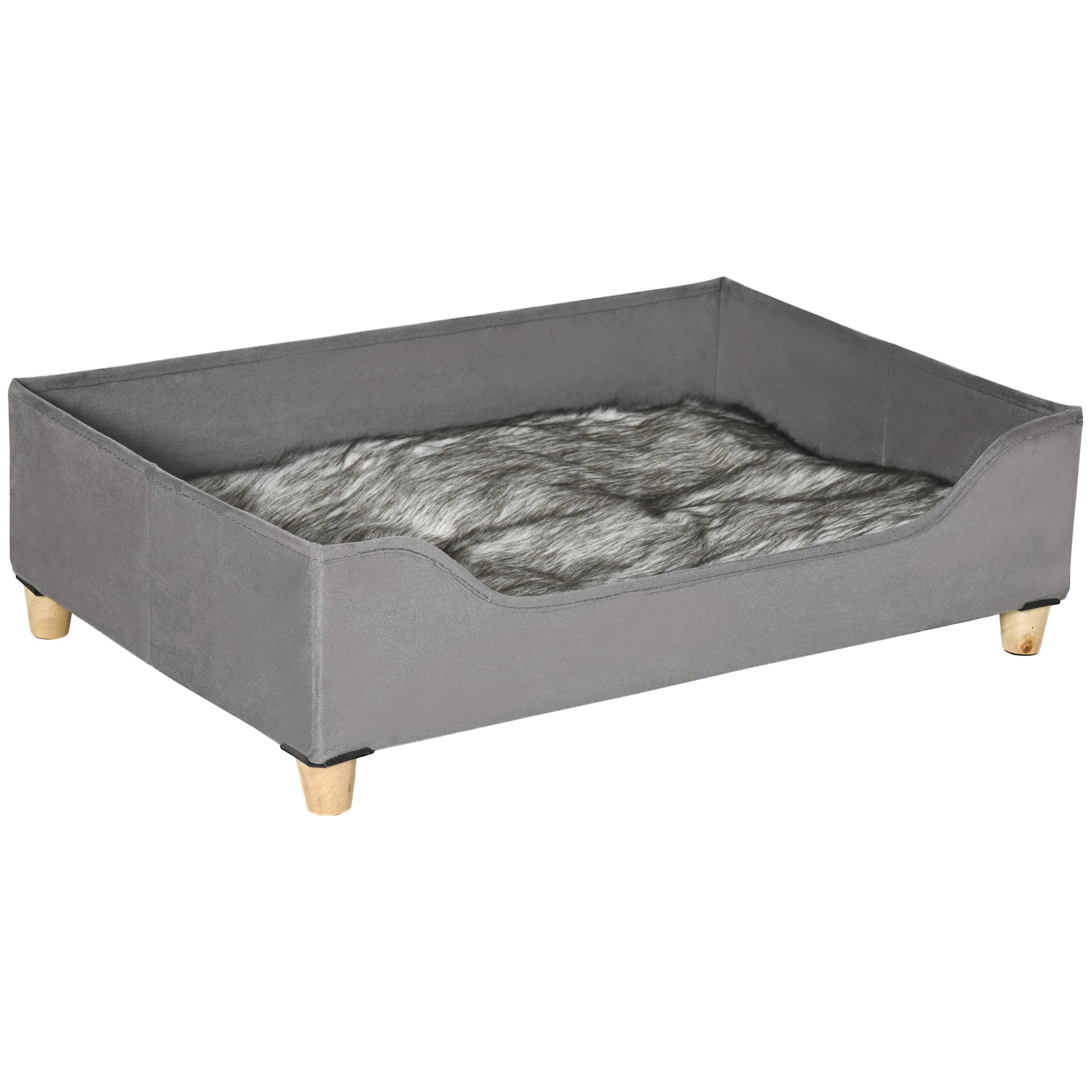 Pawhut Sofá Cama Para Mascotas Con Cojín Extraíble Patas De Madera 81x56x23,5 Cm_0