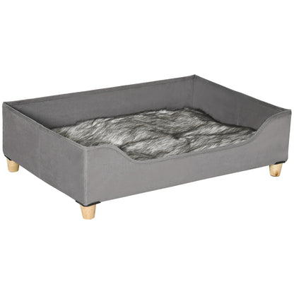 Pawhut Sofá Cama Para Mascotas Con Cojín Extraíble Patas De Madera 81x56x23,5 Cm_0