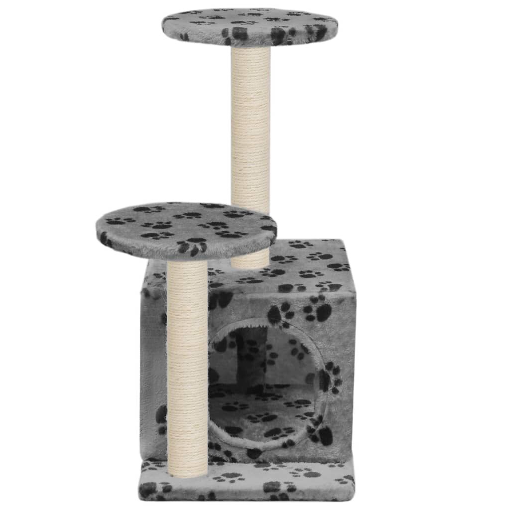 Vidaxl Rascador Para Gatos Con Poste De Sisal 60 Cm Huellas Gris_4