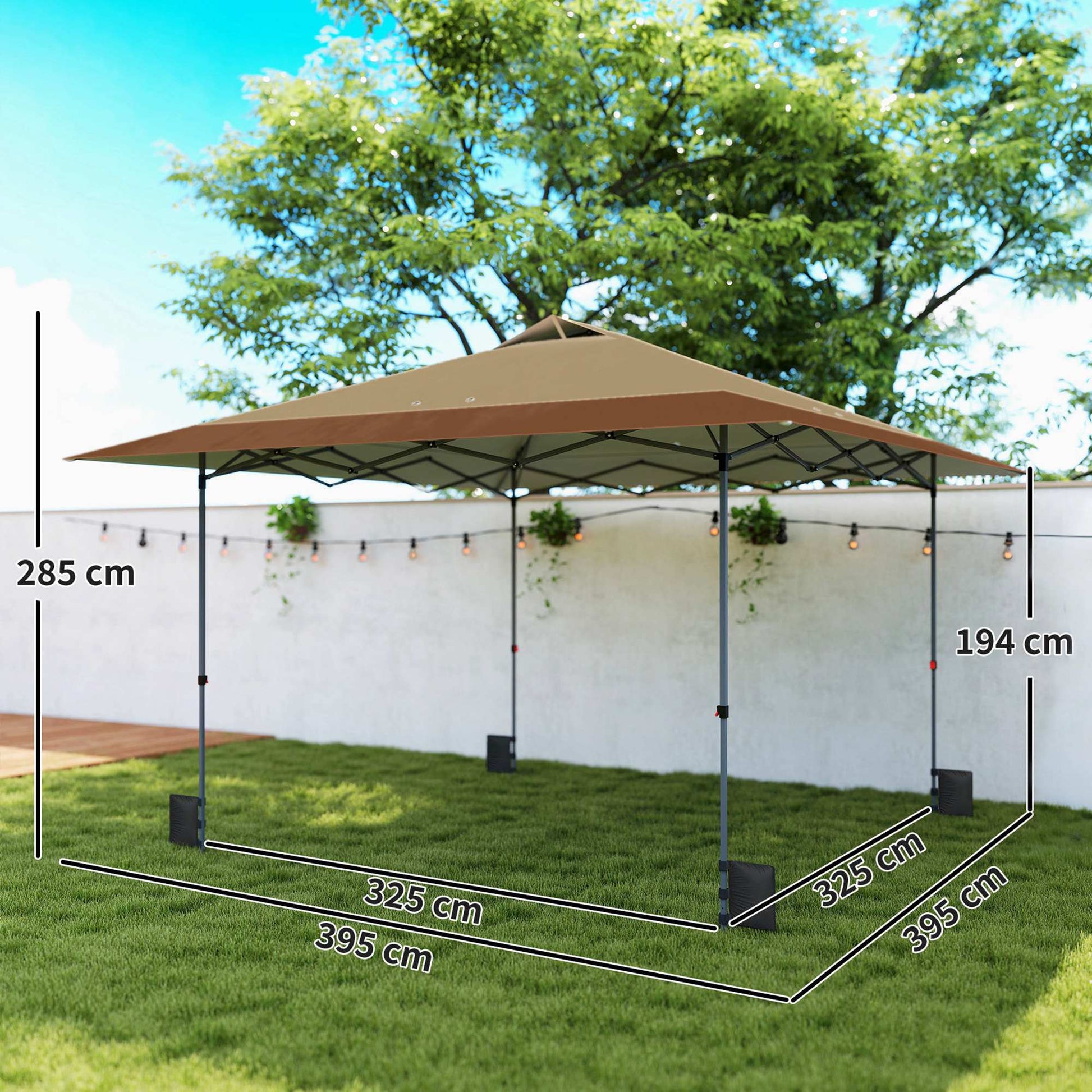 Outsunny Carpa Plegable 4x4 M Con Bloqueo Central Y Altura Ajustable Beige_2