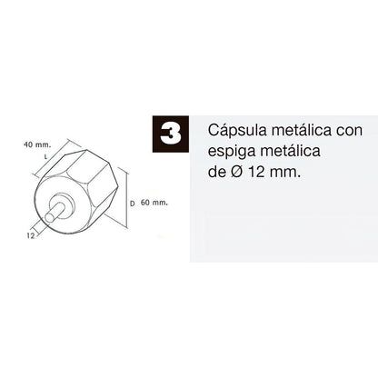 Capsula Persiana Metalica Con Espiga Para Eje 60 Mm.