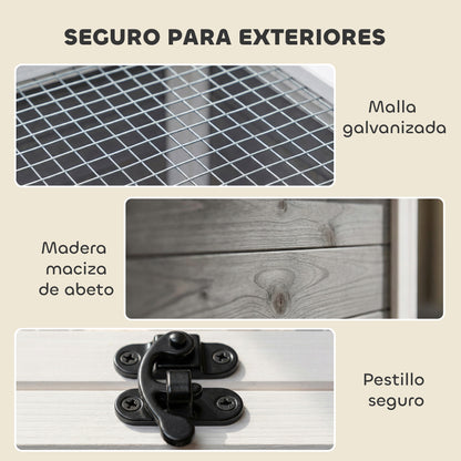 Pawhut Casa Para Tortugas De Madera Con Ventana Transparente Techo Abatible Gris_5
