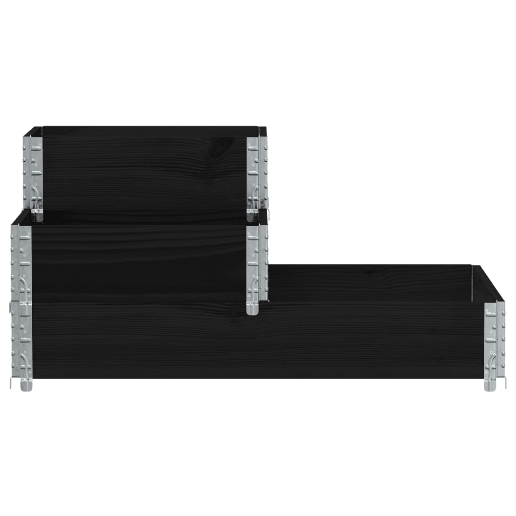 Arriate Elevado De 3 Niveles Madera Maciza Pino Negro 120x80 Cm_2