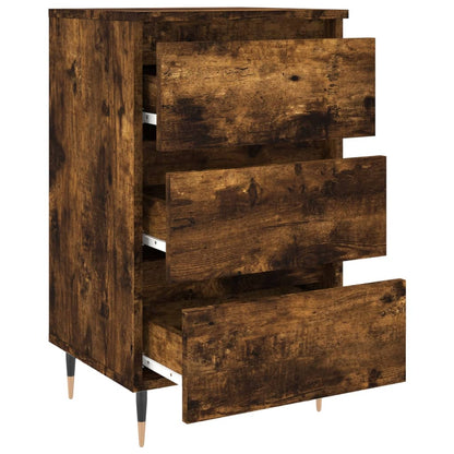 Mesita De Noche Madera De Ingeniería Roble Ahumado 40x35x69 Cm_4