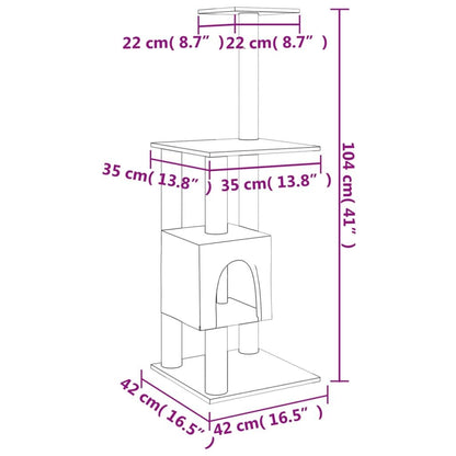 Vidaxl Rascador Para Gatos Con Postes De Sisal Gris Claro 104 Cm_2
