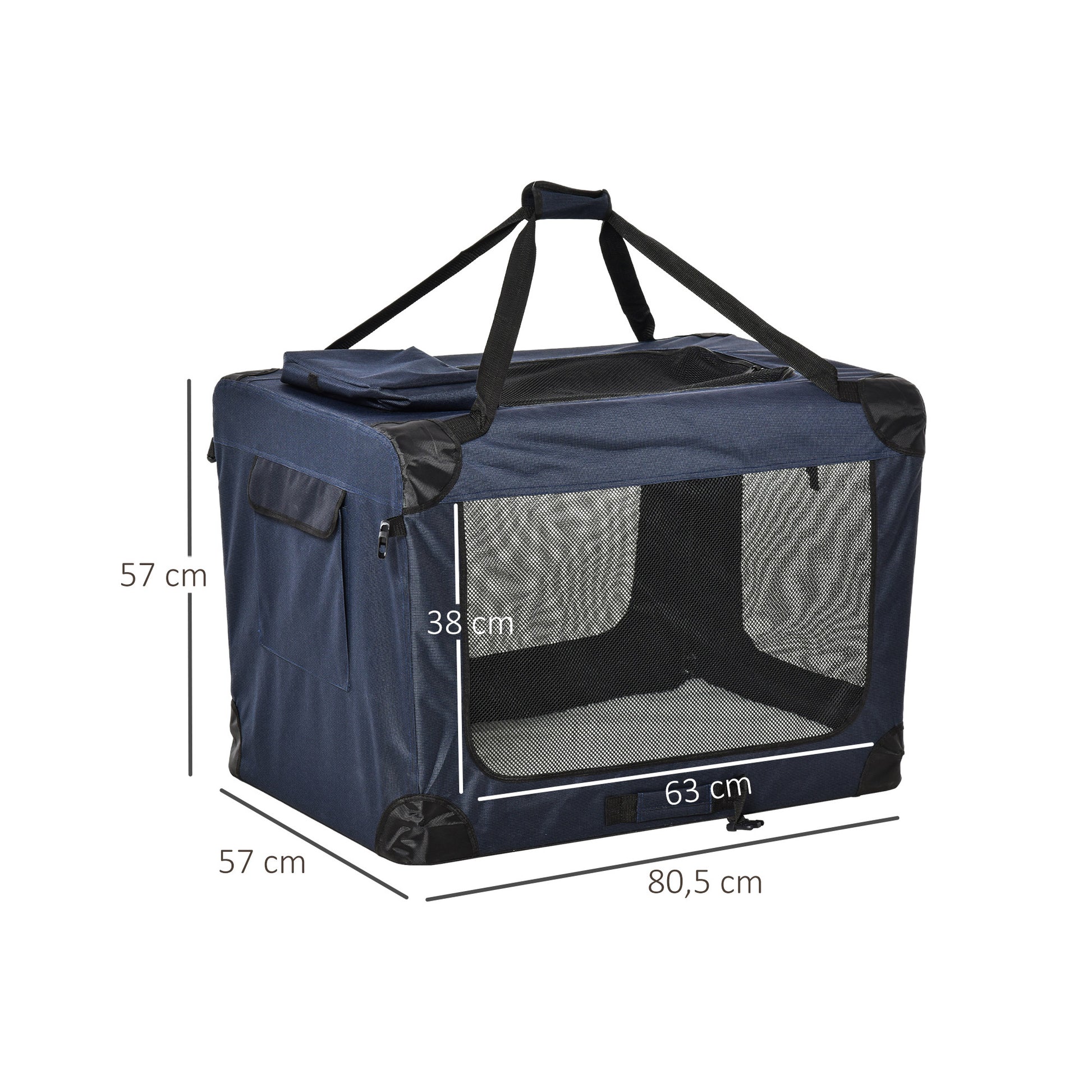 Pawhut Transportín Perro Gato Transpirable Con 3 Puertas Ventana De Malla_2