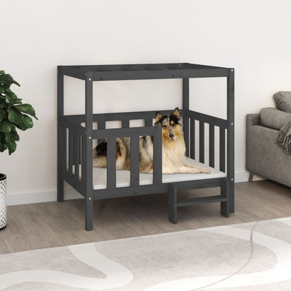 Vidaxl Cama Para Perros Madera Maciza De Pino Gris 105,5x83,5x100 Cm_1