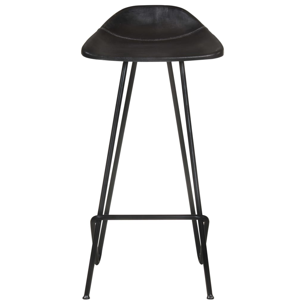 Taburetes De Cocina 4 Unidades Cuero Auténtico Negro_3