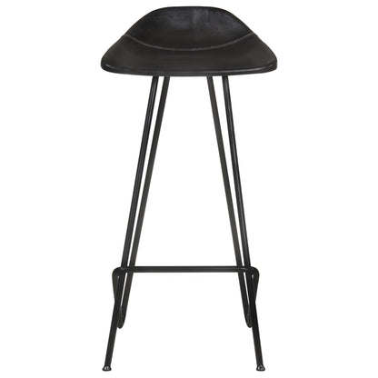 Taburetes De Cocina 4 Unidades Cuero Auténtico Negro_3
