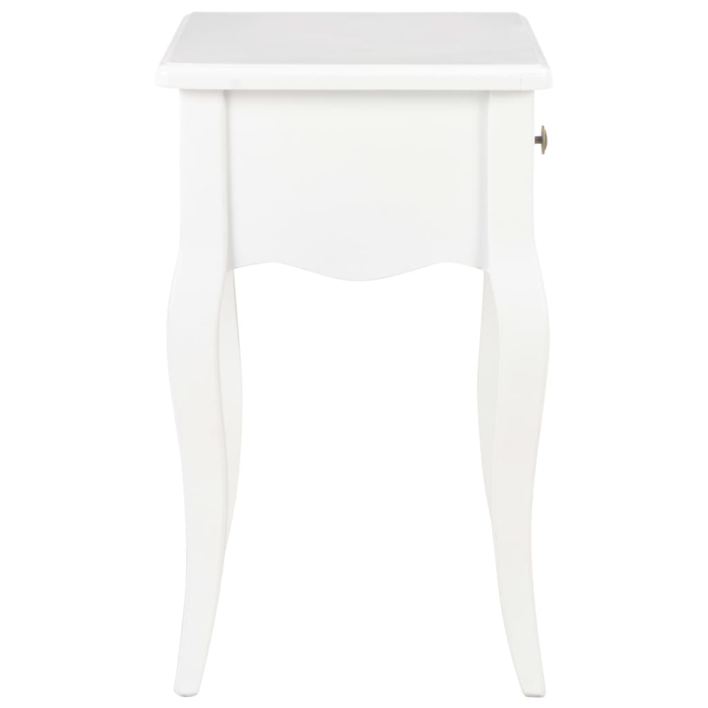 Mesita De Noche De Madera Maciza De Pino Blanco 40x30x50 Cm_3