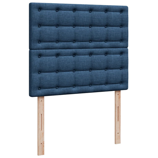 Cama Box Spring Con Colchón Tela Azul 120x200 Cm / Vetonek_0