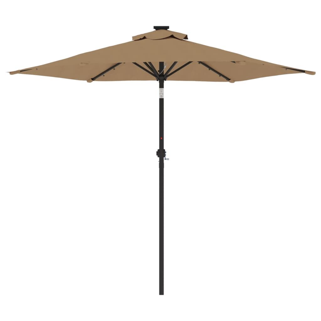 Vidaxl Sombrilla Jardín Con Luces Led Poste Acero Taupe 225x225x212cm_4