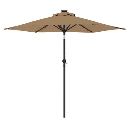 Vidaxl Sombrilla Jardín Con Luces Led Poste Acero Taupe 225x225x212cm_4