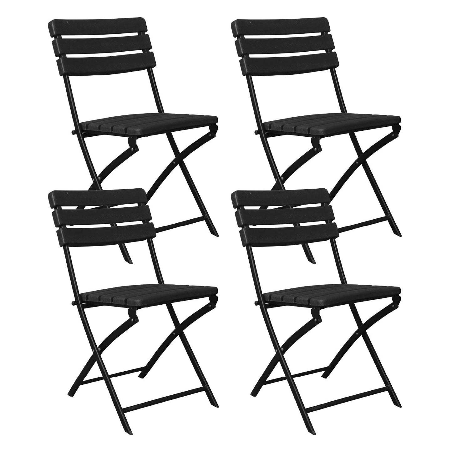 Pack 4 Sillas Plegables Efecto Madera Negro 55x46x81cm 7house_0