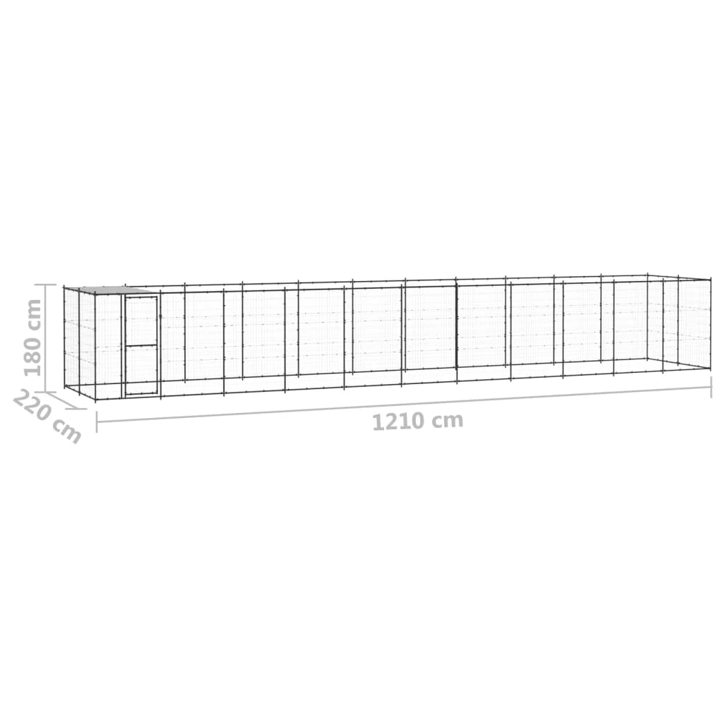 Vidaxl Perrera De Exterior De Acero Con Techo 26,62 M²_2
