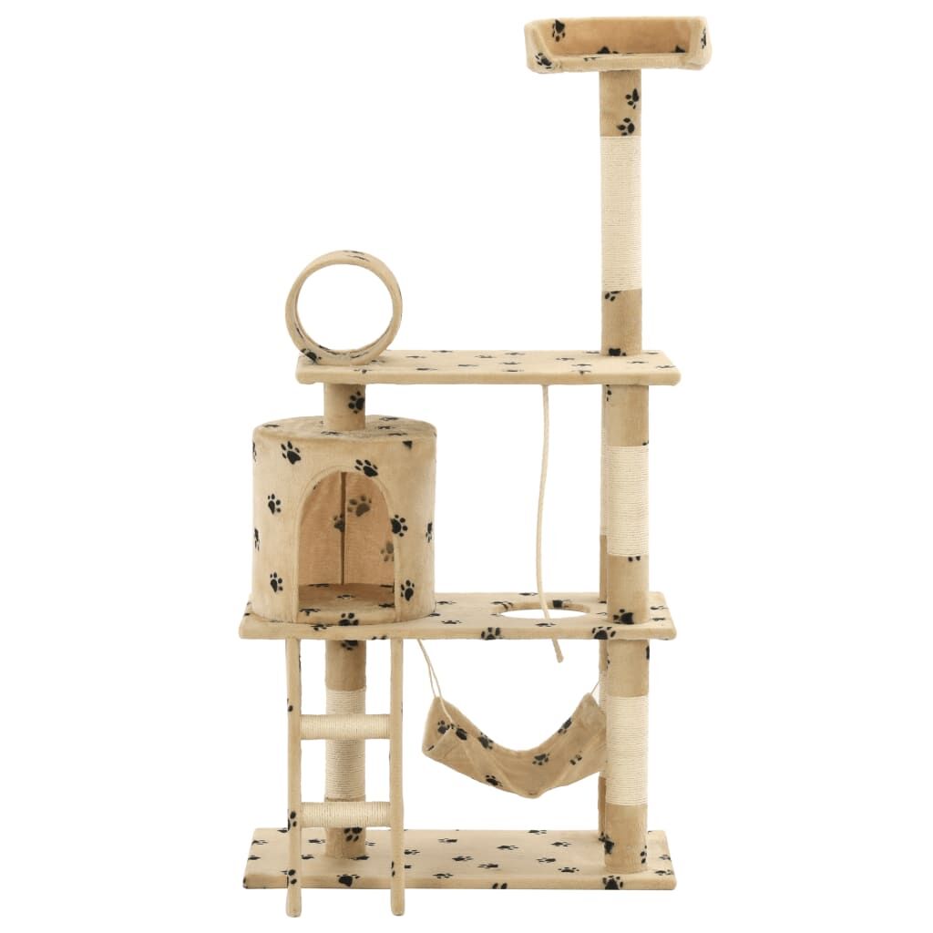 Vidaxl Rascador Para Gatos Con Poste De Sisal 140 Cm Huellas Beige_0