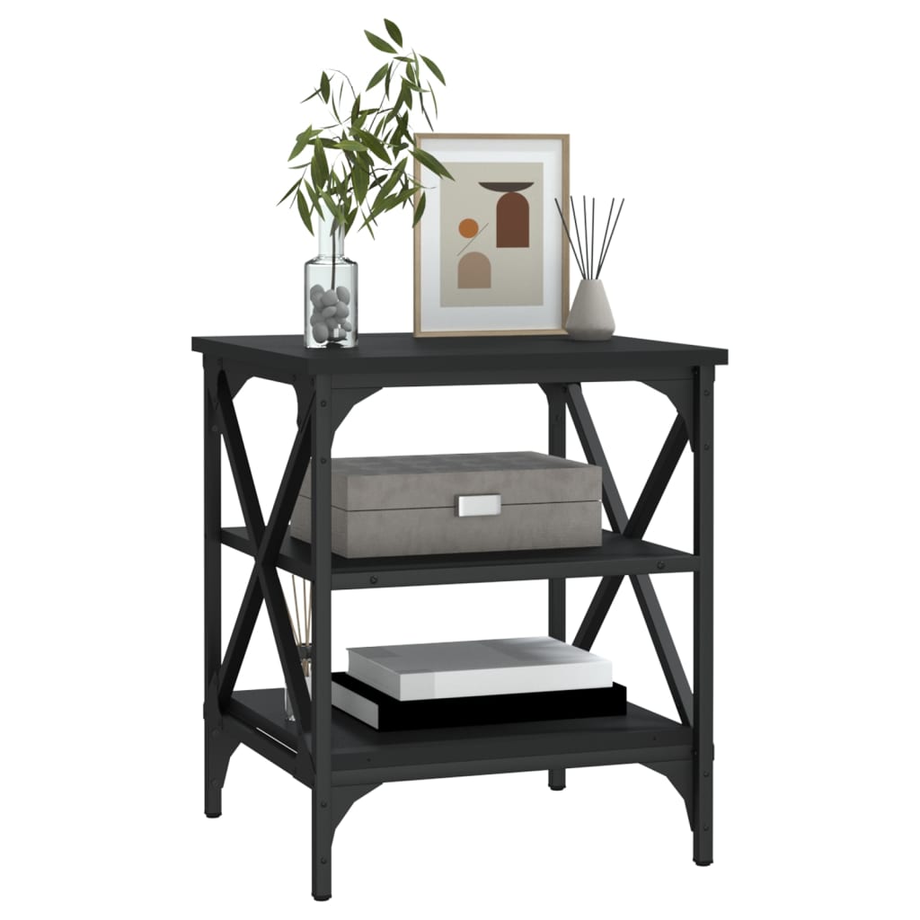 Mesa Auxiliar Madera Contrachapada Negro 40x42x50 Cm_2
