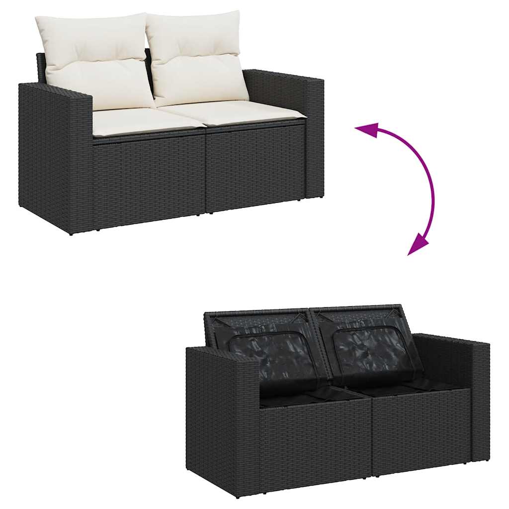 Set De Sofás De Jardín 7 Pzas Con Cojines Ratán Sintético Negro / Vetonek_2